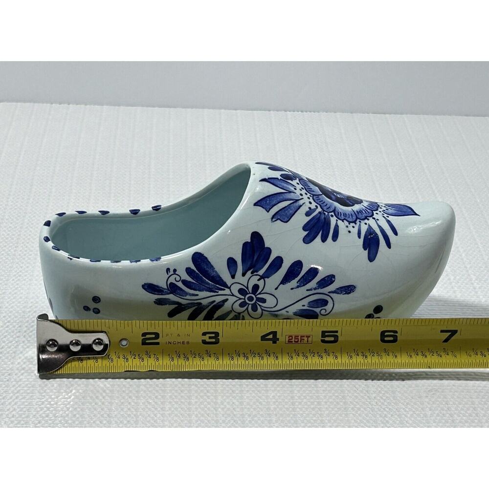 Vintage Hand Painted Delft Blauw Ceramic Dutch Clog Shoe 6.5 Long Hanging Decor - Picture 9 of 9